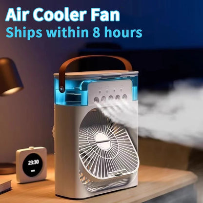 3-in-1 Portable Mini Air Conditioner and Humidifier with LED Night Light and Adjustable Fan for Home and Office 